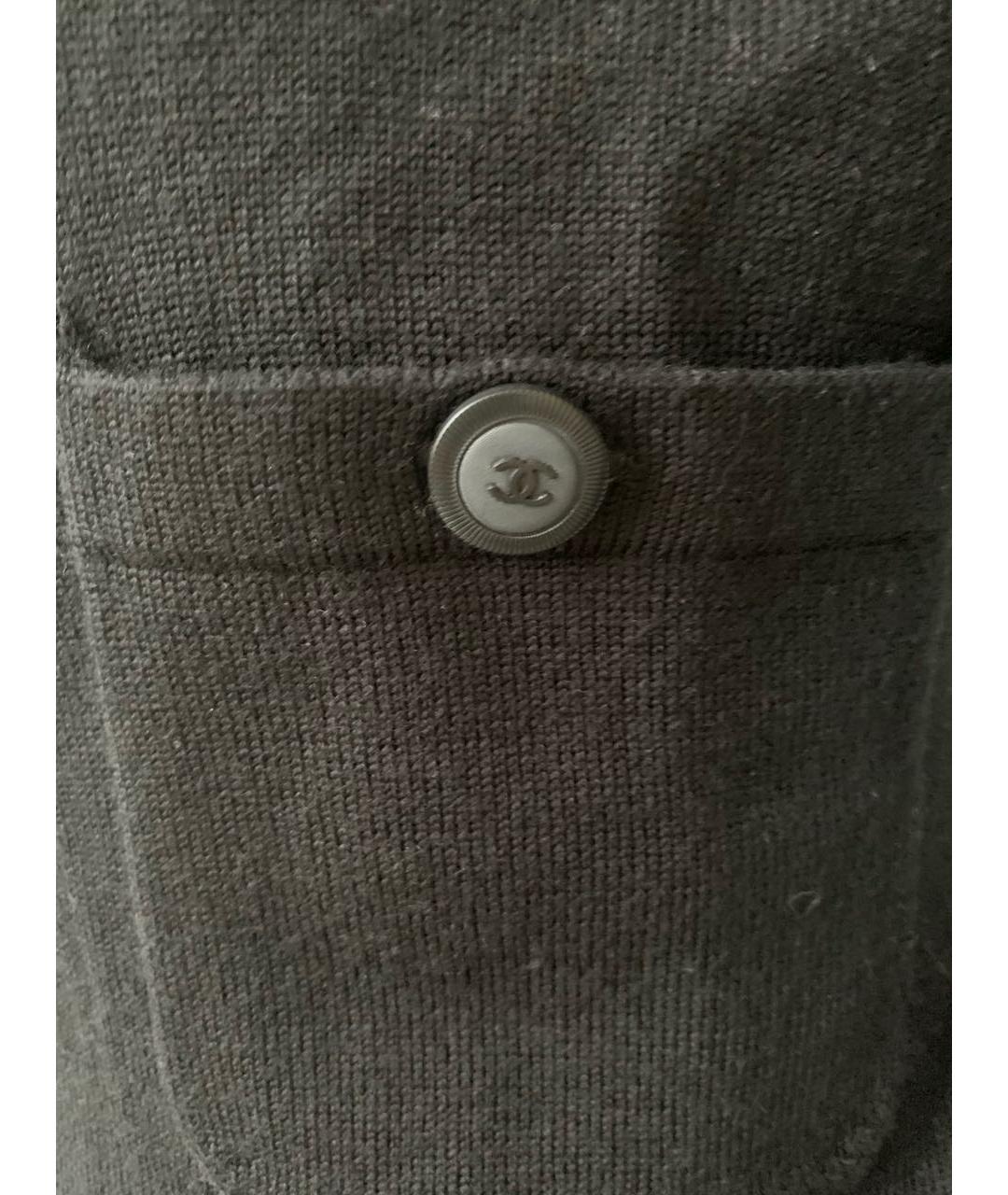 CHANEL Черный шерстяной кардиган, фото 8