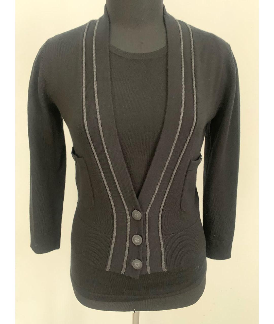 CHANEL Черный шерстяной кардиган, фото 9