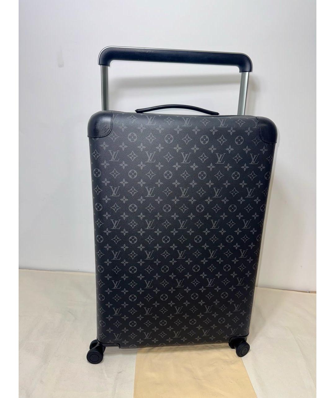 LOUIS VUITTON Антрацитовый кожаный чемодан, фото 9