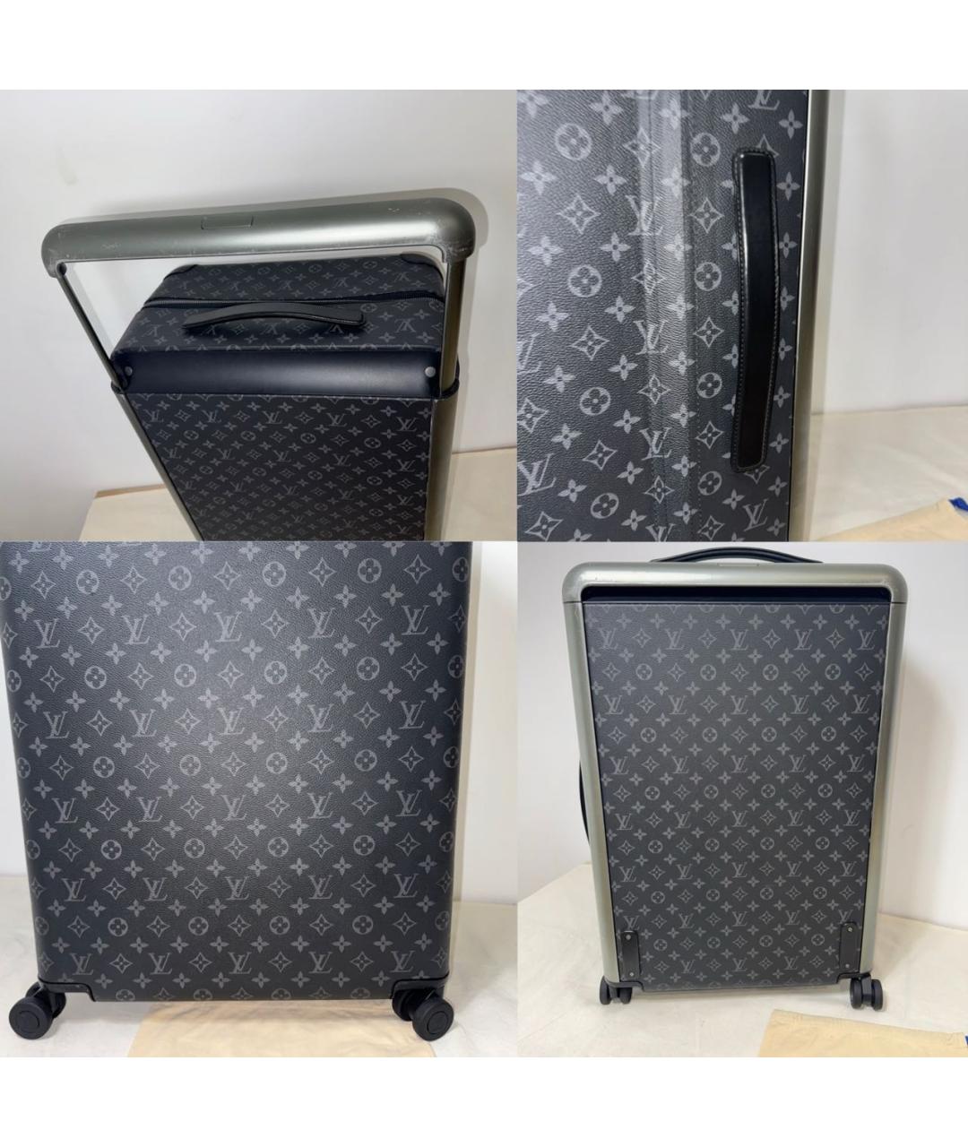 LOUIS VUITTON Антрацитовый кожаный чемодан, фото 6