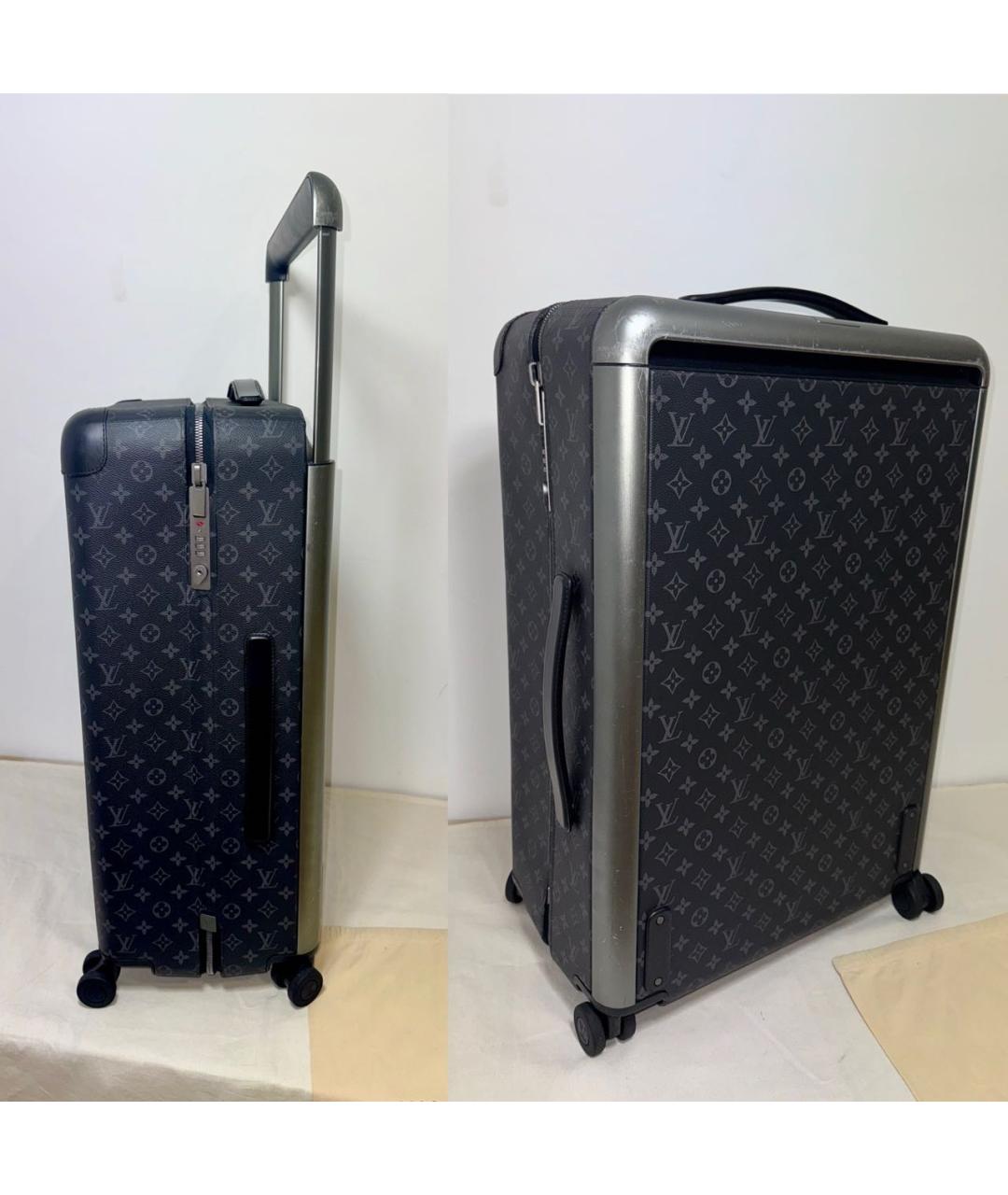 LOUIS VUITTON Антрацитовый кожаный чемодан, фото 5