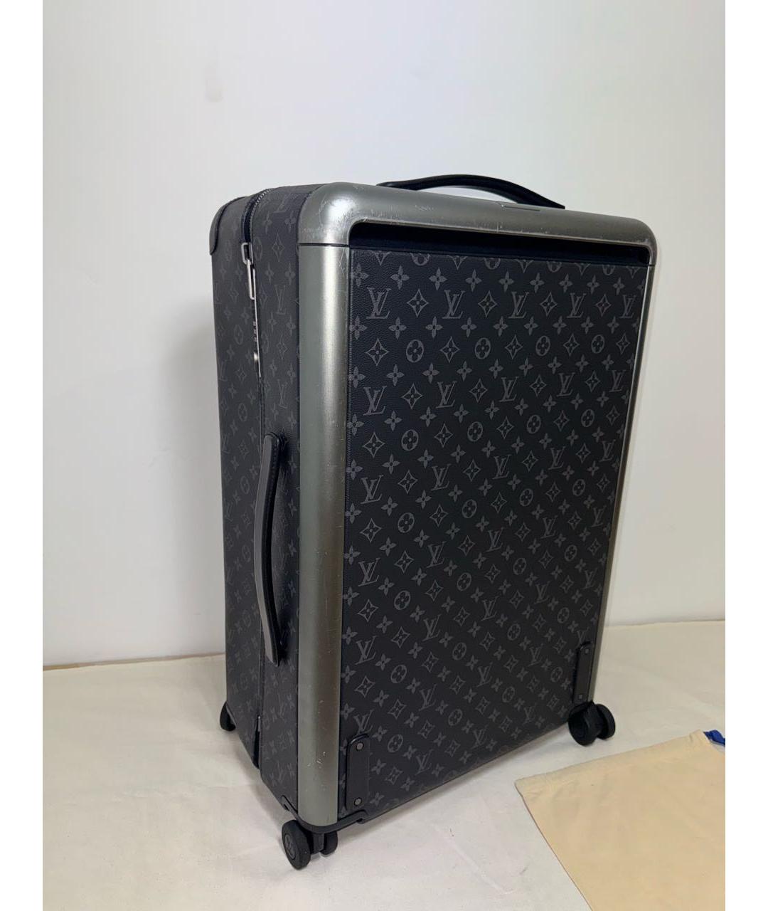 LOUIS VUITTON Антрацитовый кожаный чемодан, фото 8