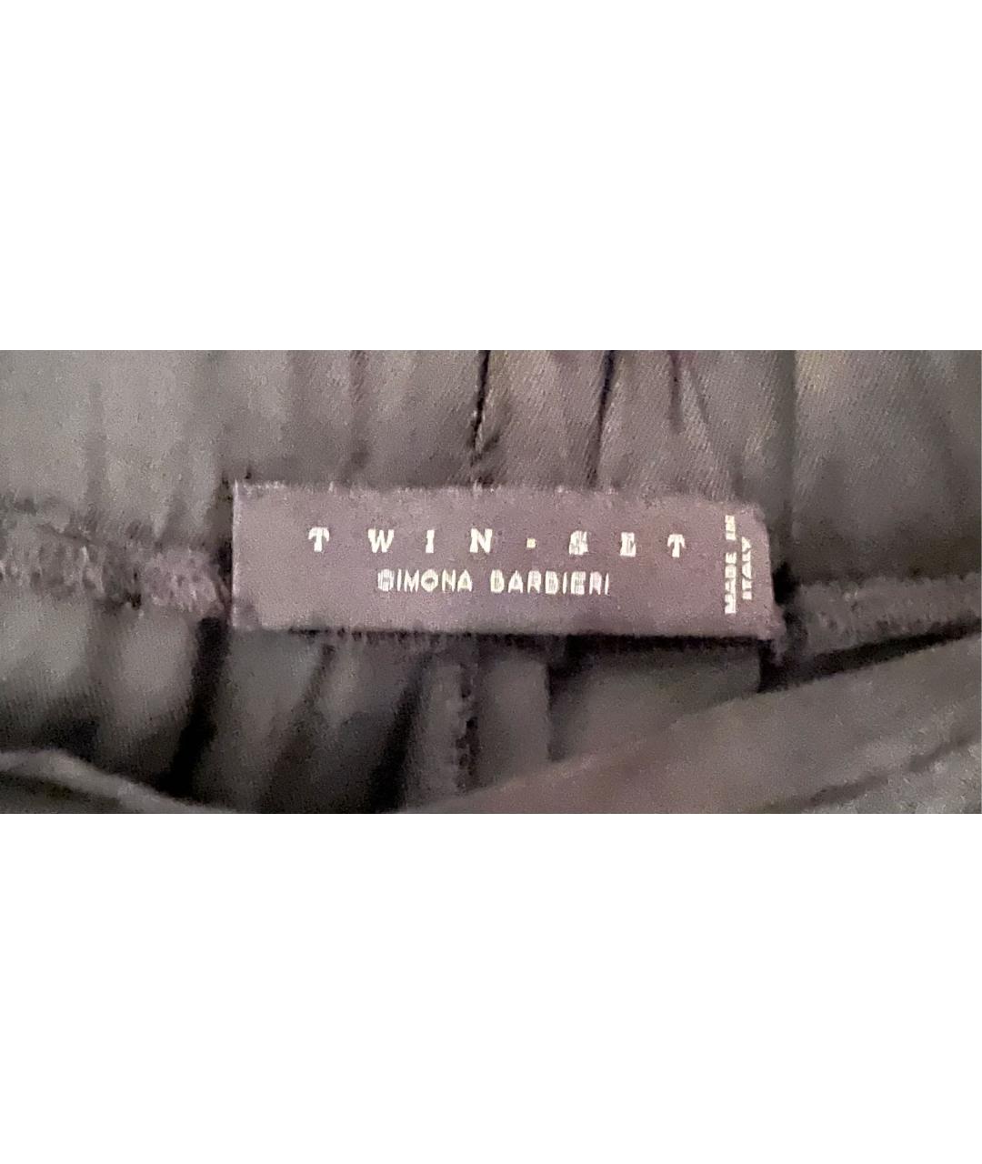 TWIN-SET Черные вискозные брюки широкие, фото 3