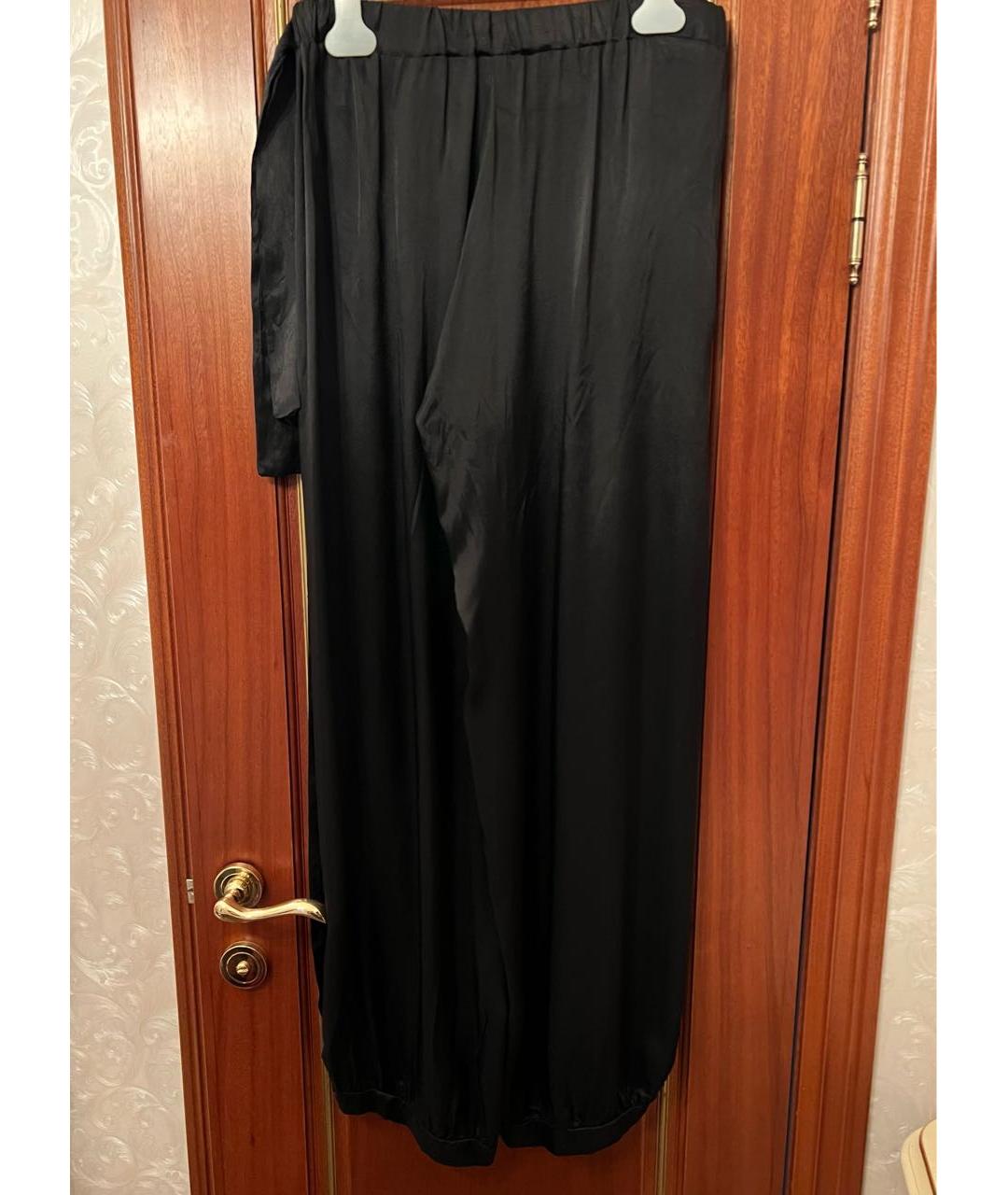 TWIN-SET Черные вискозные брюки широкие, фото 2