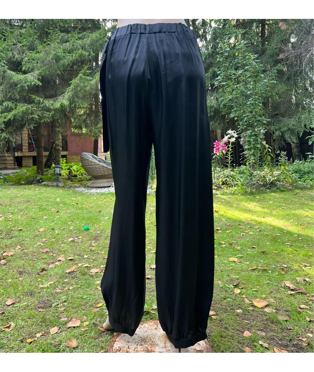 TWIN-SET Черные вискозные брюки широкие, фото 6