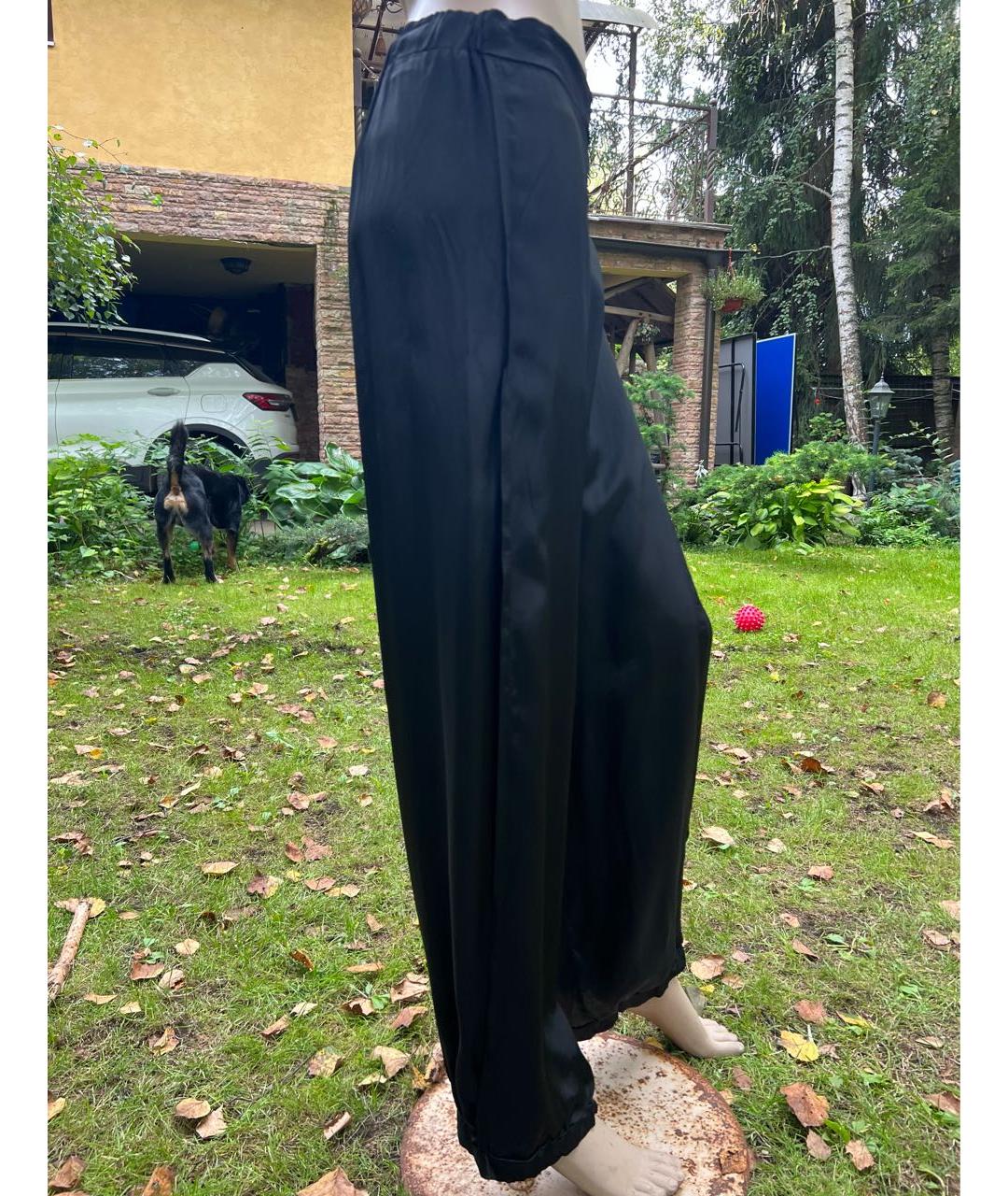 TWIN-SET Черные вискозные брюки широкие, фото 7