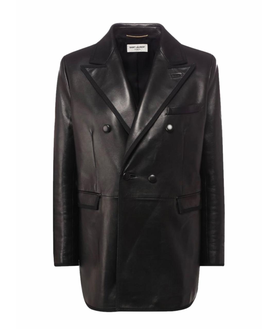 SAINT LAURENT Черный кожаный жакет/пиджак, фото 1