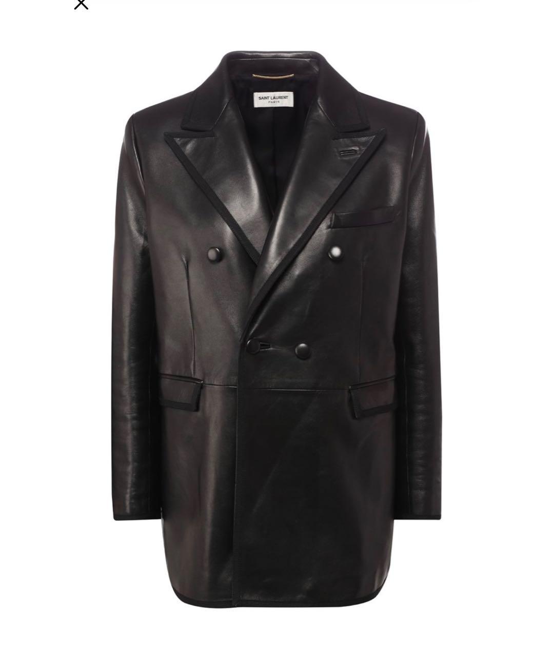 SAINT LAURENT Черный кожаный жакет/пиджак, фото 8