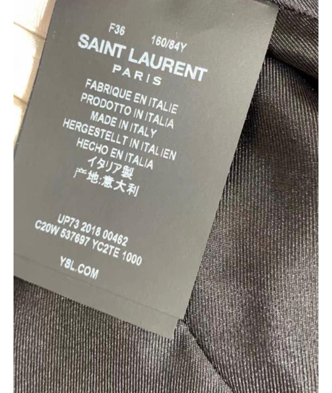 SAINT LAURENT Черный кожаный жакет/пиджак, фото 4