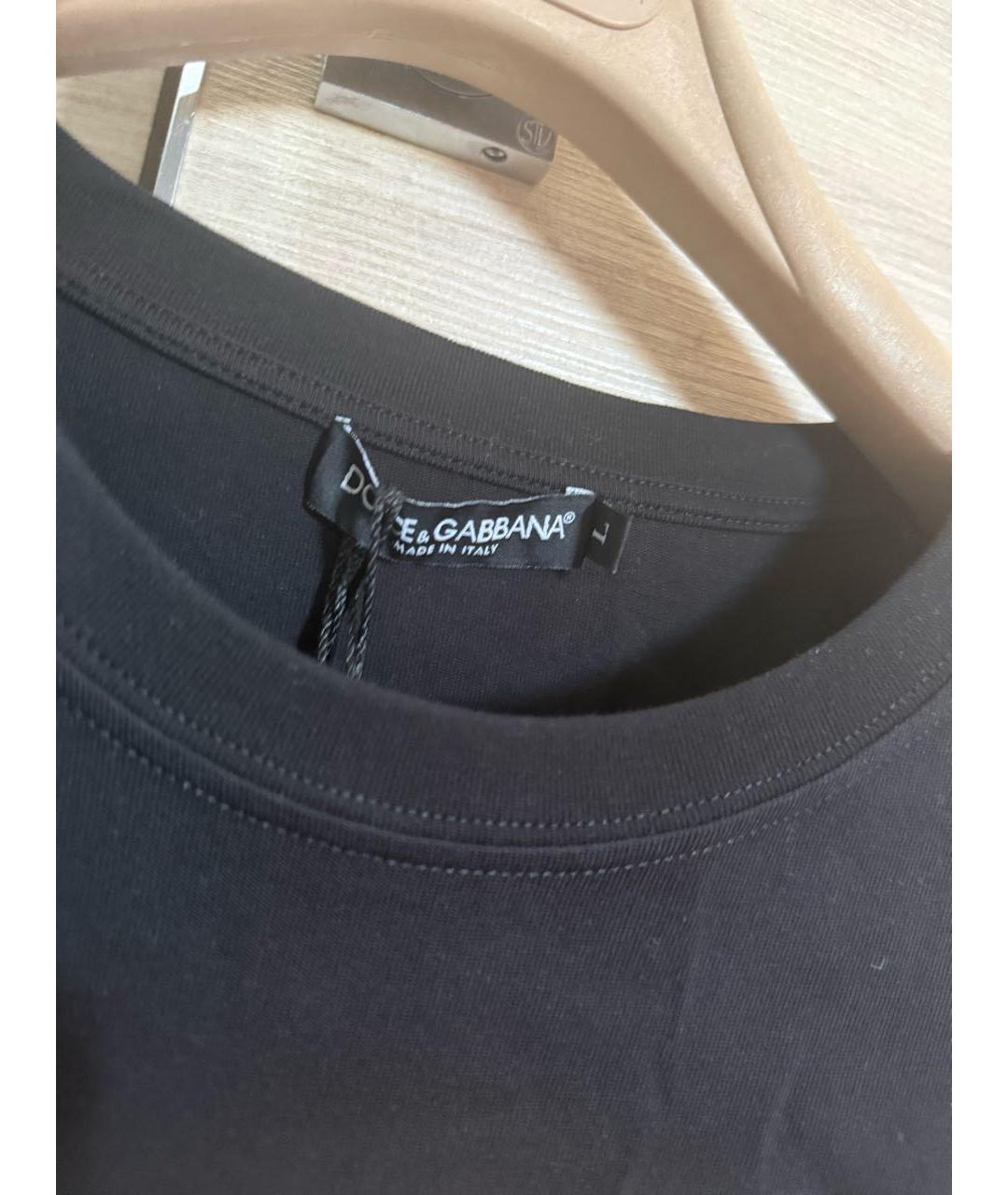 DOLCE&GABBANA Черная хлопковая футболка, фото 7