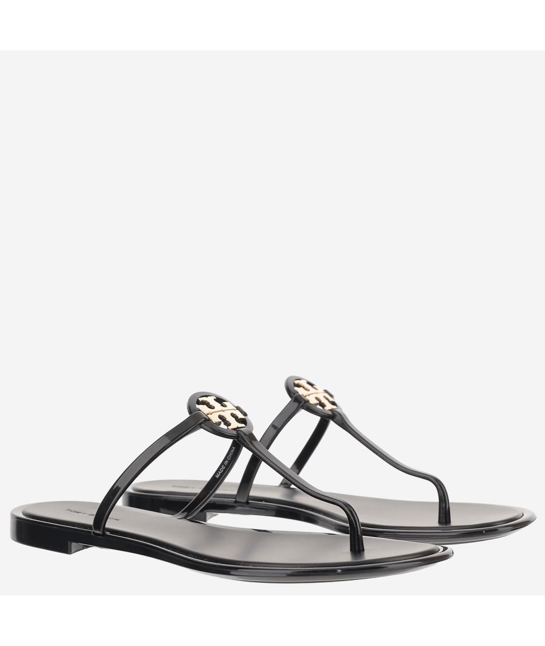TORY BURCH Черные резиновые шлепанцы, фото 2