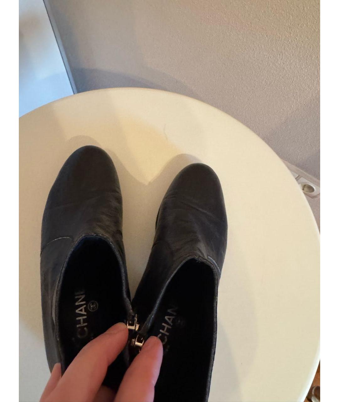 CHANEL Черные кожаные ботинки, фото 4