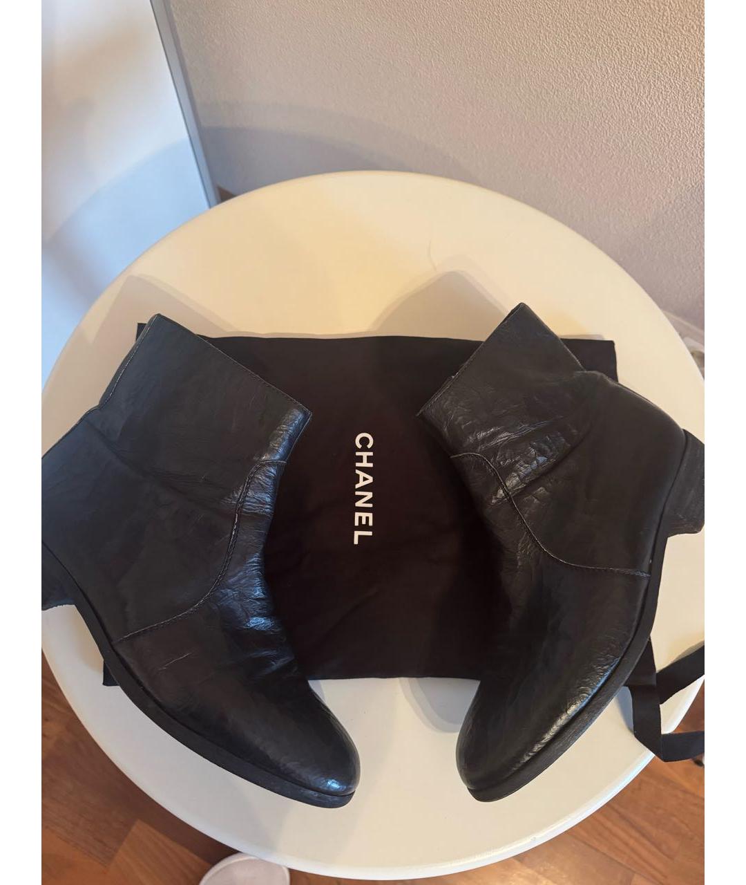 CHANEL Черные кожаные ботинки, фото 5