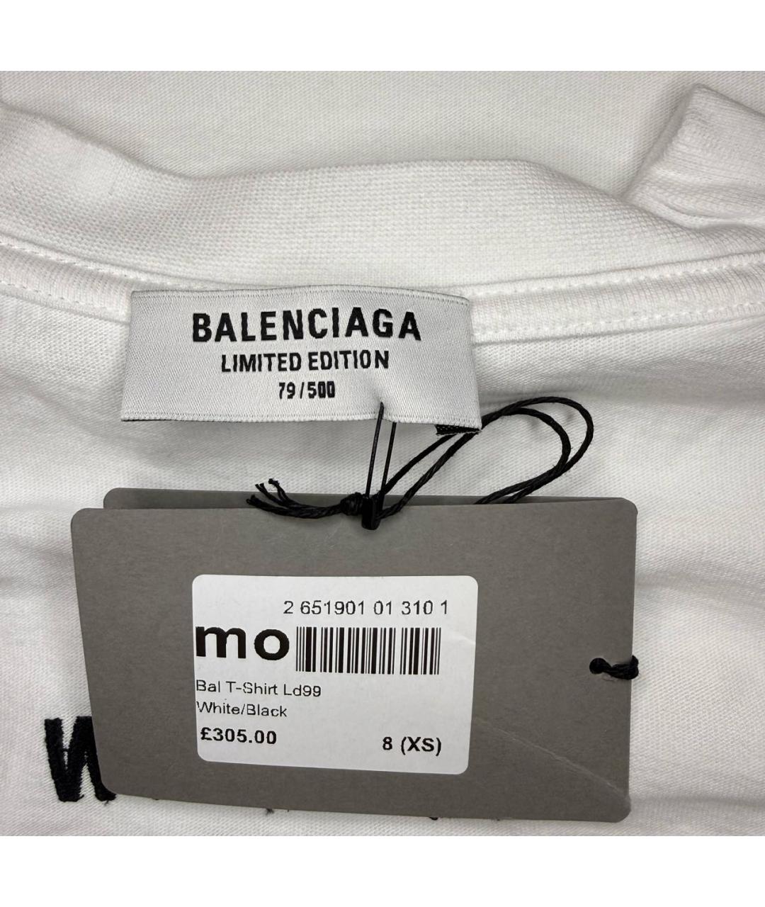 BALENCIAGA Белая хлопковая футболка, фото 3