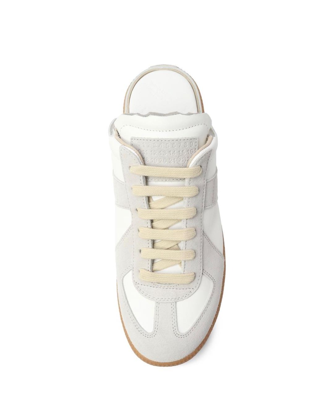 MAISON MARGIELA Белые кожаные низкие кроссовки / кеды, фото 3