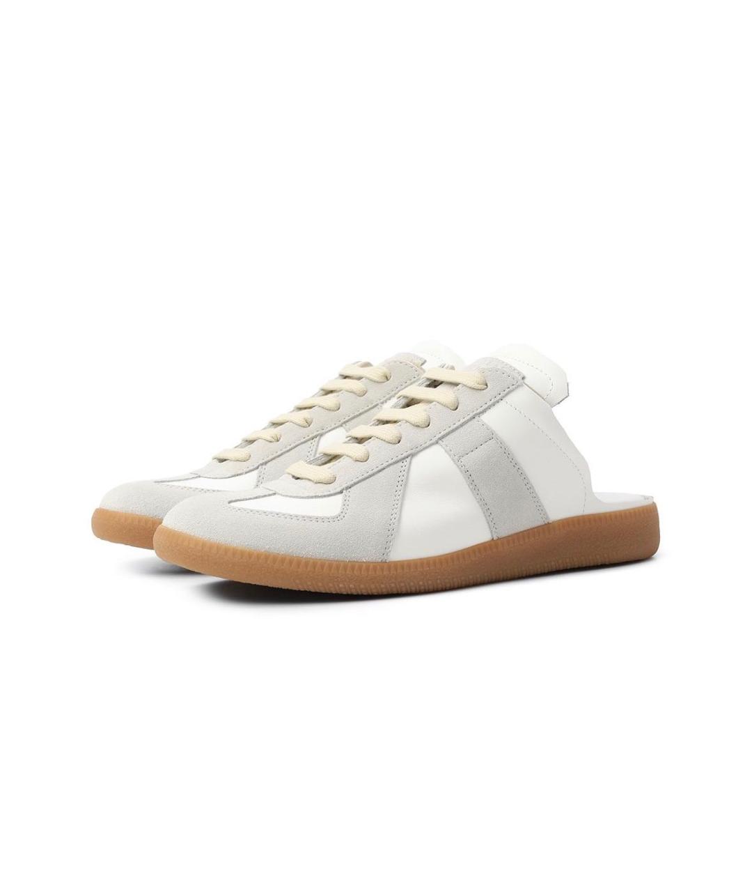 MAISON MARGIELA Белые кожаные низкие кроссовки / кеды, фото 2