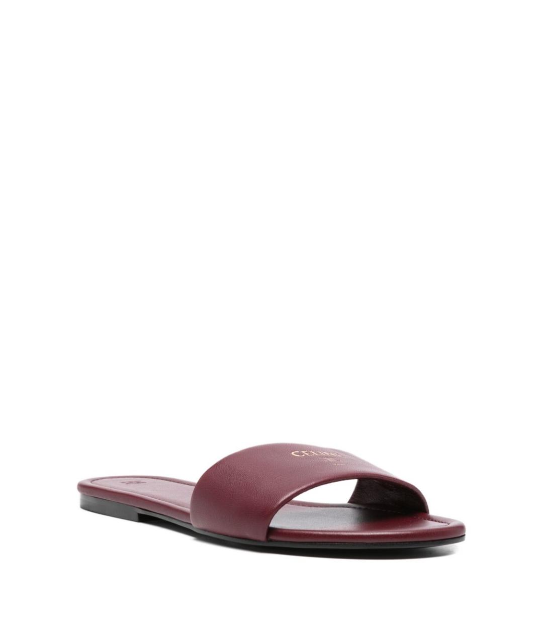 CELINE Бордовые кожаные сандалии, фото 3