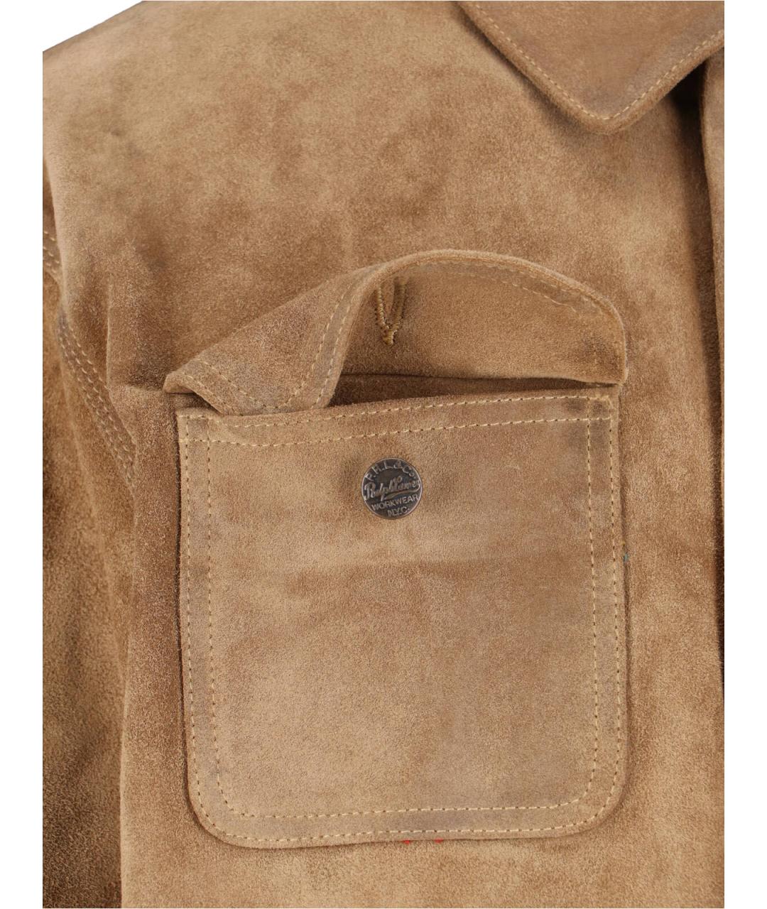 POLO RALPH LAUREN Бежевая кожаная куртка, фото 4