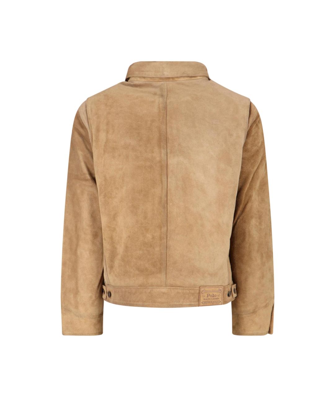 POLO RALPH LAUREN Бежевая кожаная куртка, фото 2