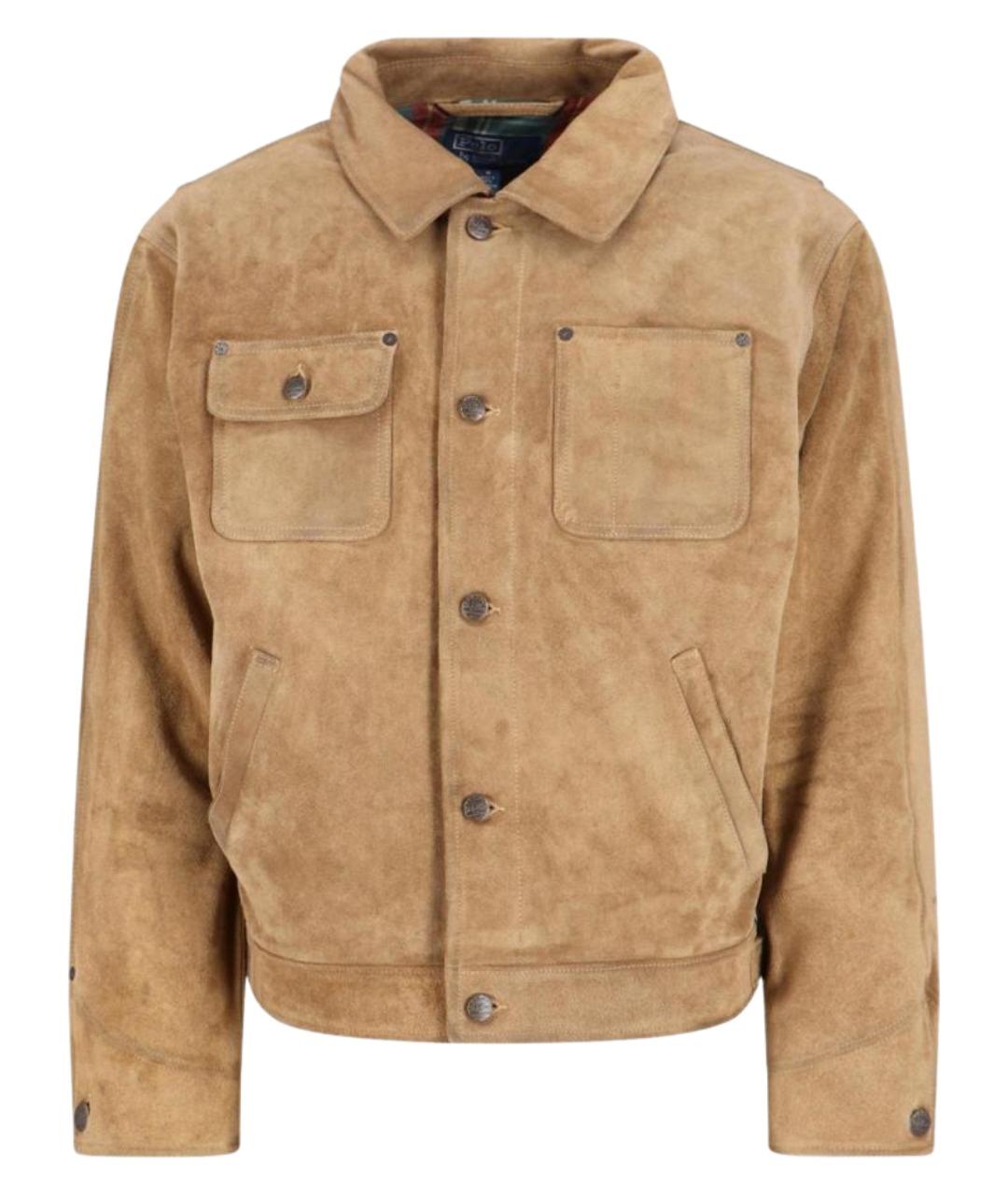 POLO RALPH LAUREN Бежевая кожаная куртка, фото 1