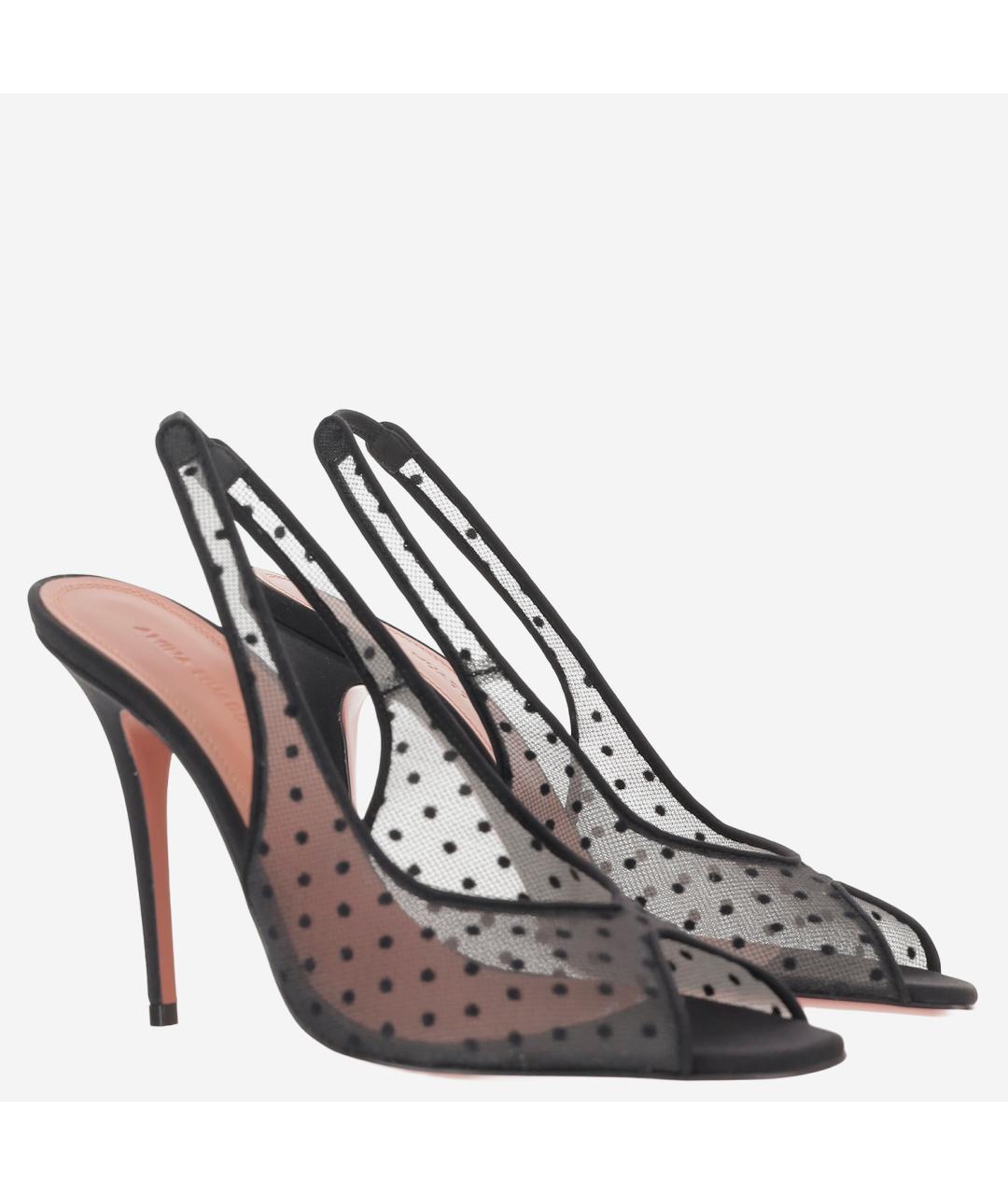 Amina Muaddi Черные текстильные туфли, фото 2