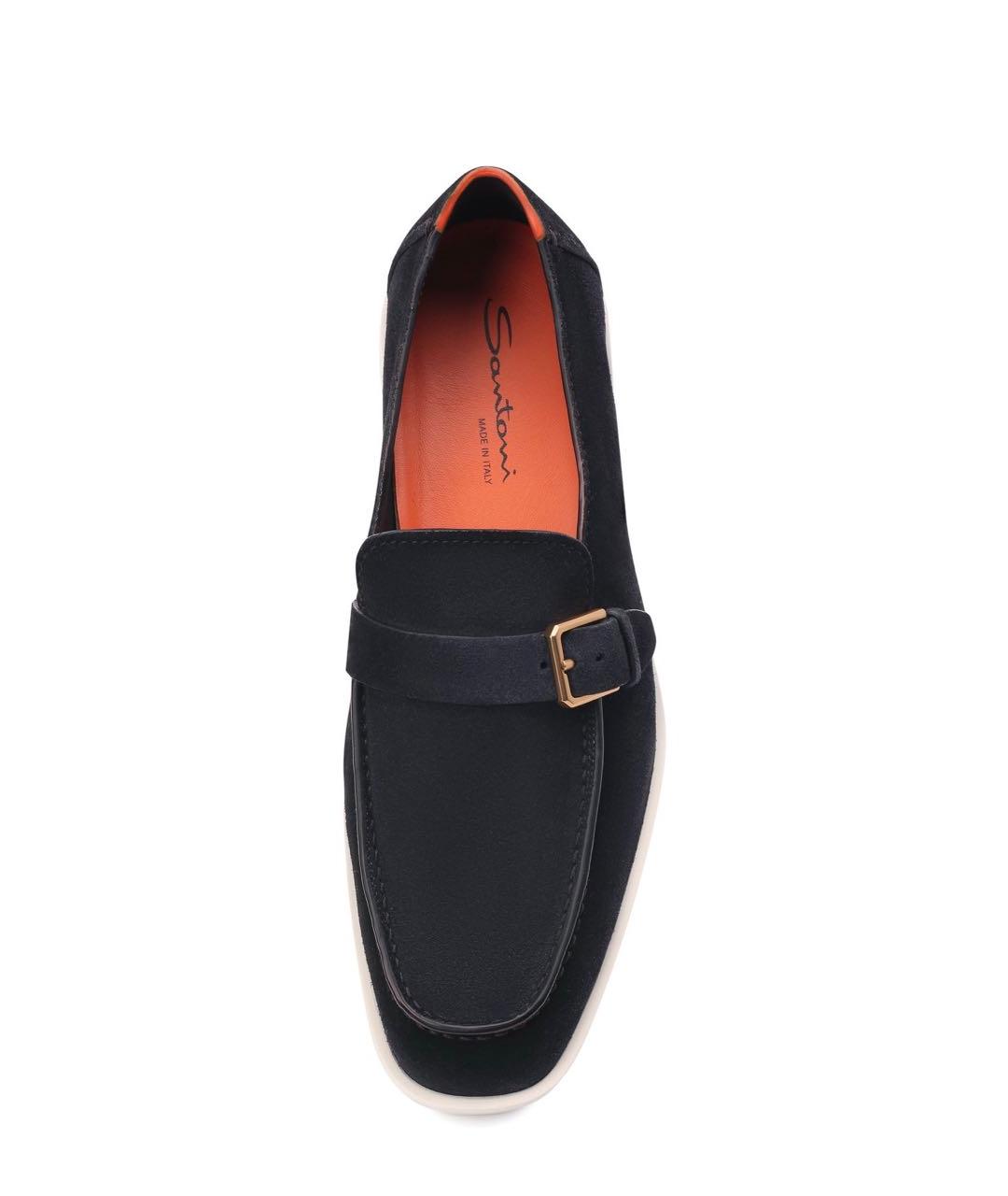 SANTONI Темно-синие замшевые лоферы, фото 3