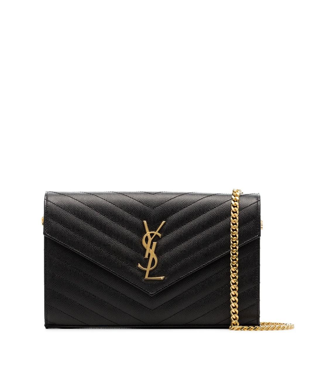 SAINT LAURENT Черная кожаная сумка через плечо, фото 1