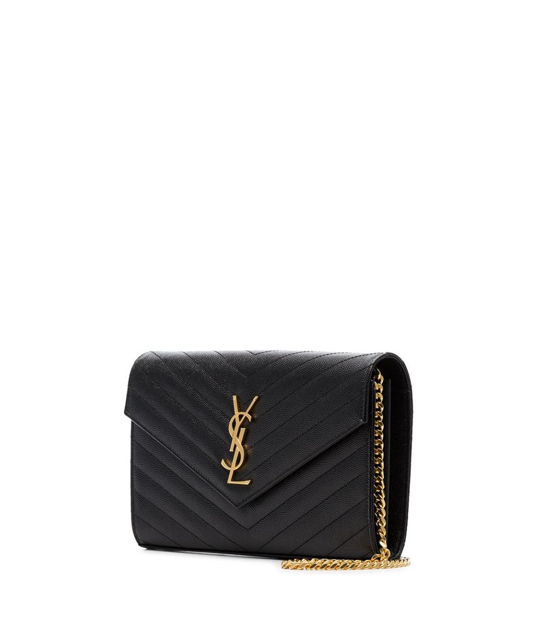 SAINT LAURENT Черная кожаная сумка через плечо, фото 3