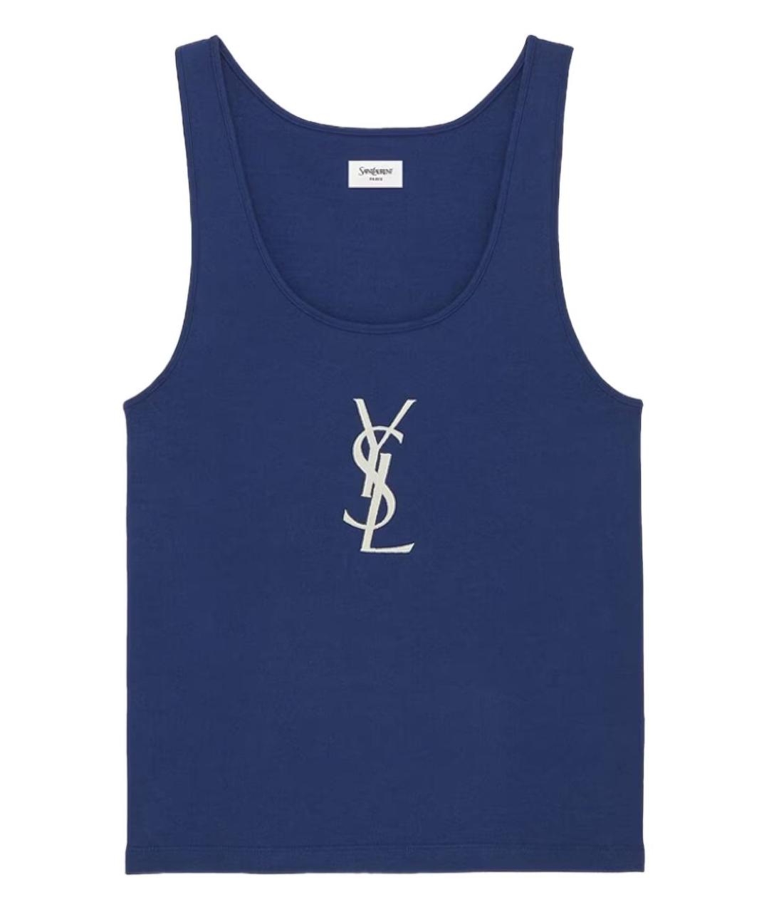 SAINT LAURENT Синяя хлопковая майка, фото 1