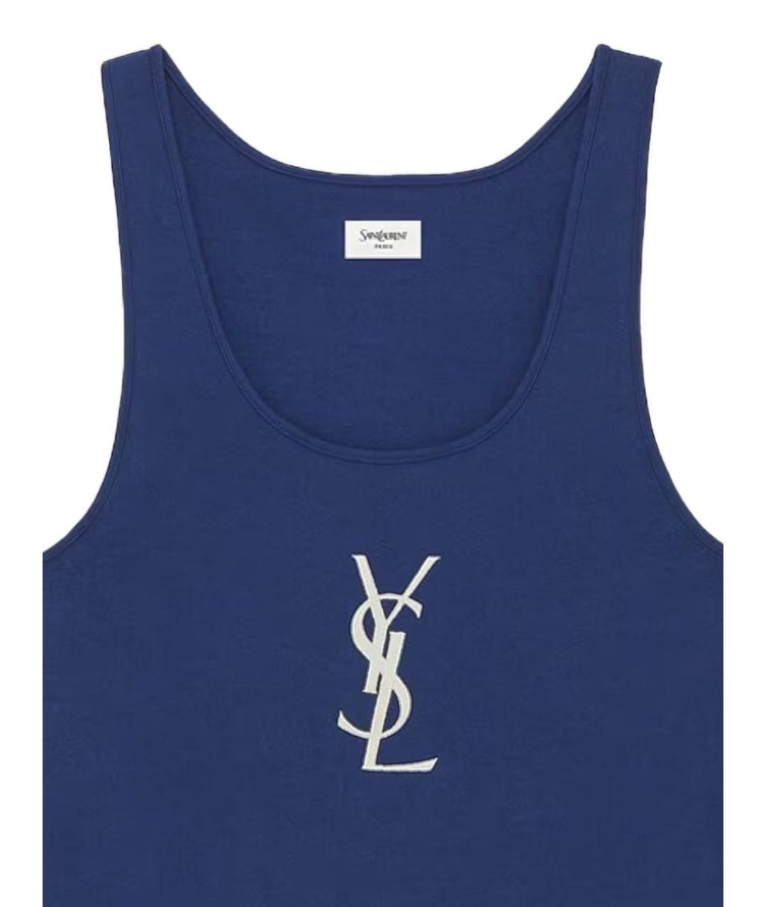 SAINT LAURENT Синяя хлопковая майка, фото 2
