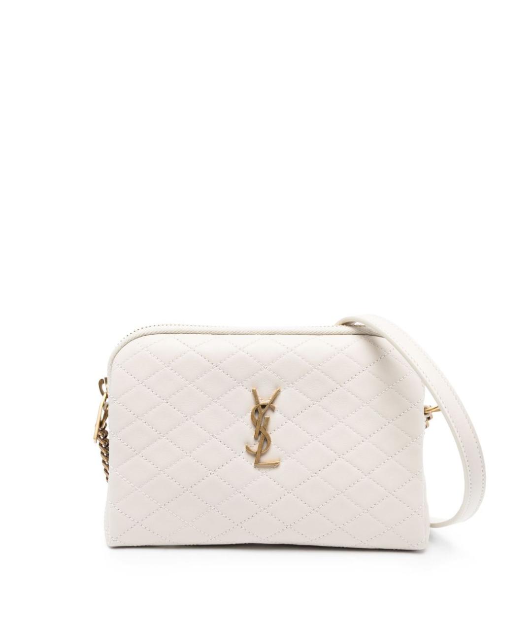 SAINT LAURENT Белая кожаная сумка через плечо, фото 1