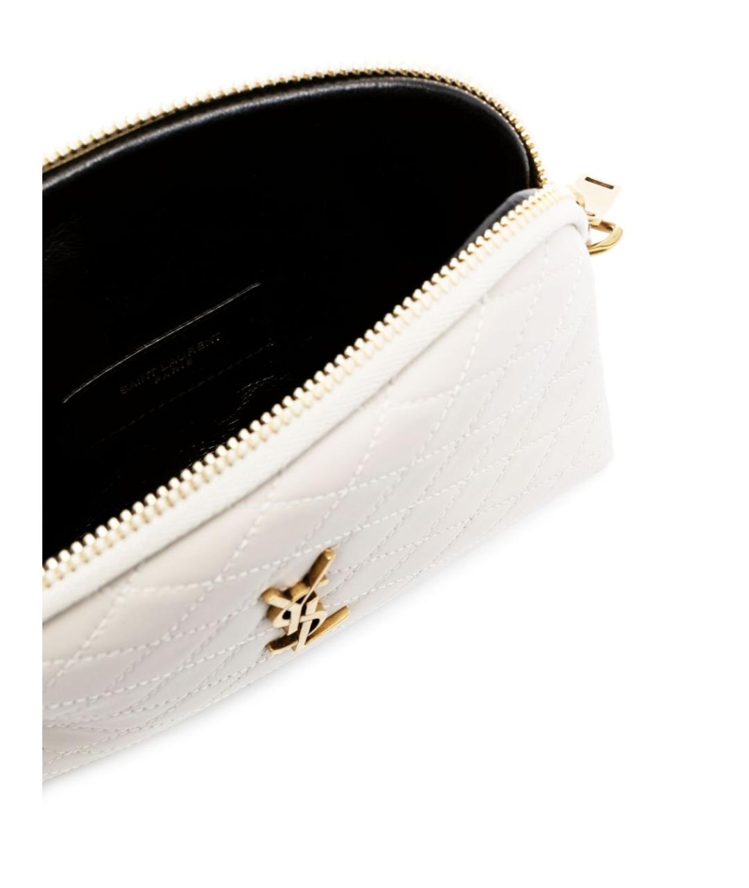 SAINT LAURENT Белая кожаная сумка через плечо, фото 6