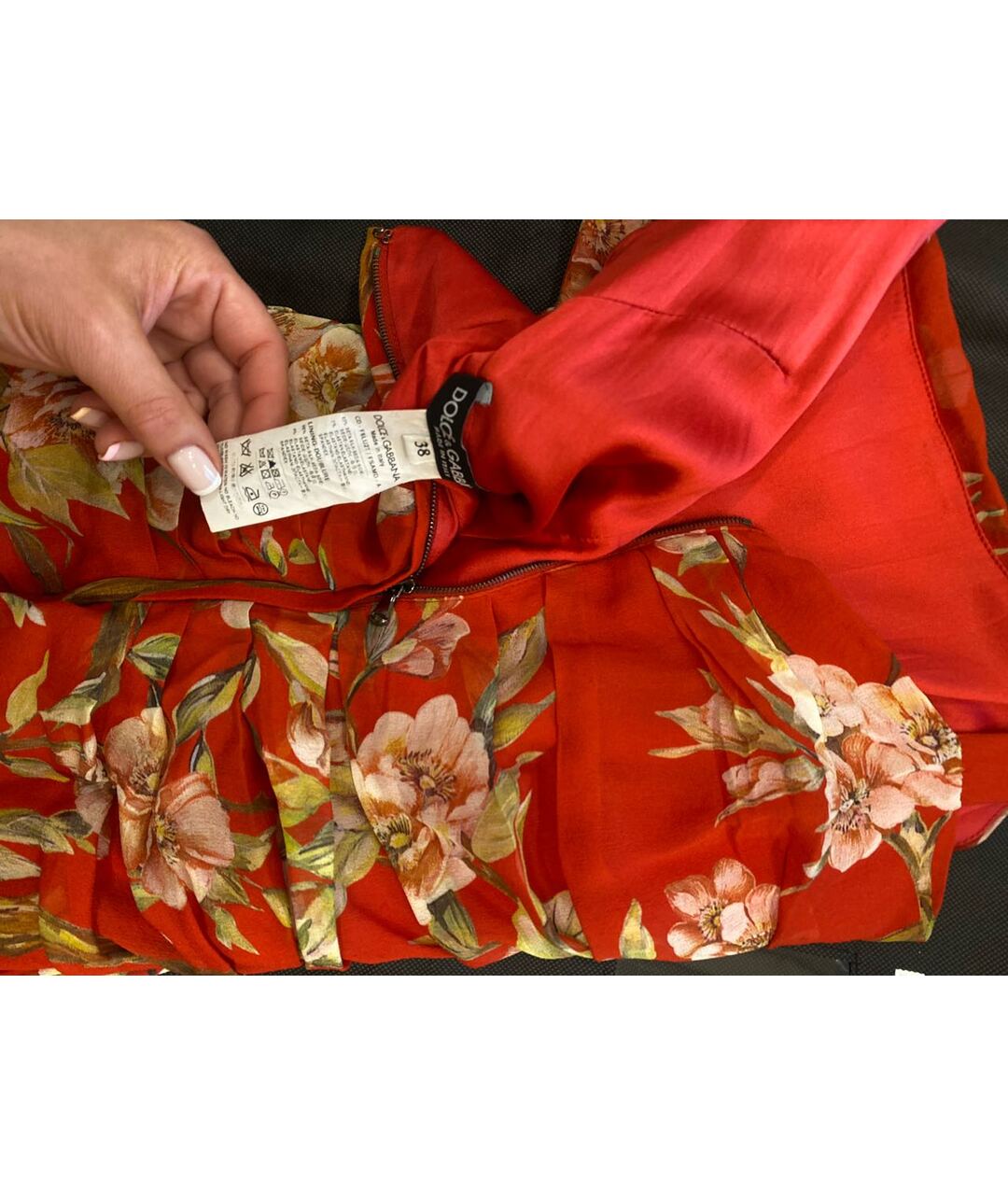 DOLCE&GABBANA Красное шелковое коктейльное платье, фото 3