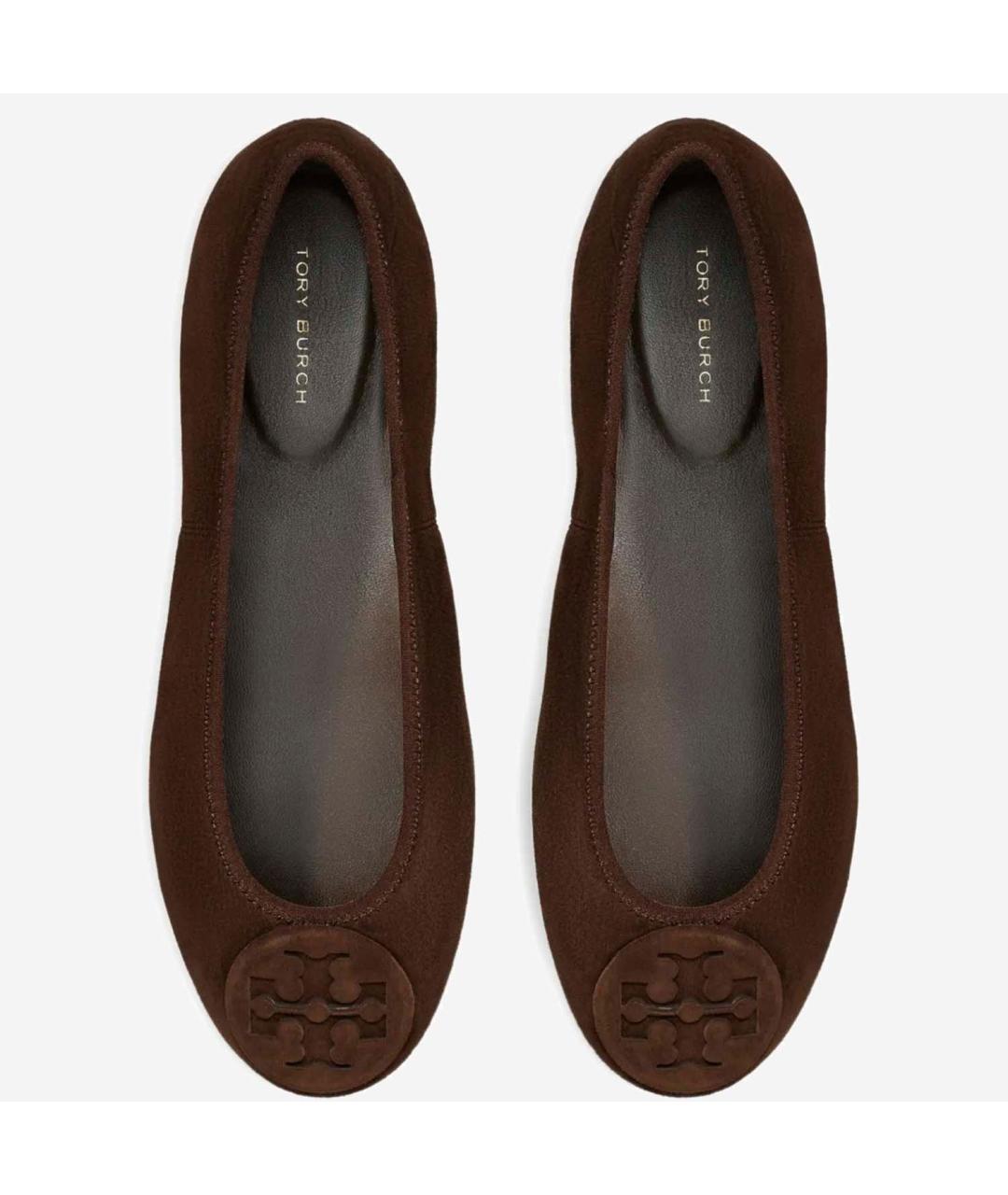 TORY BURCH Коричневые замшевые балетки, фото 3