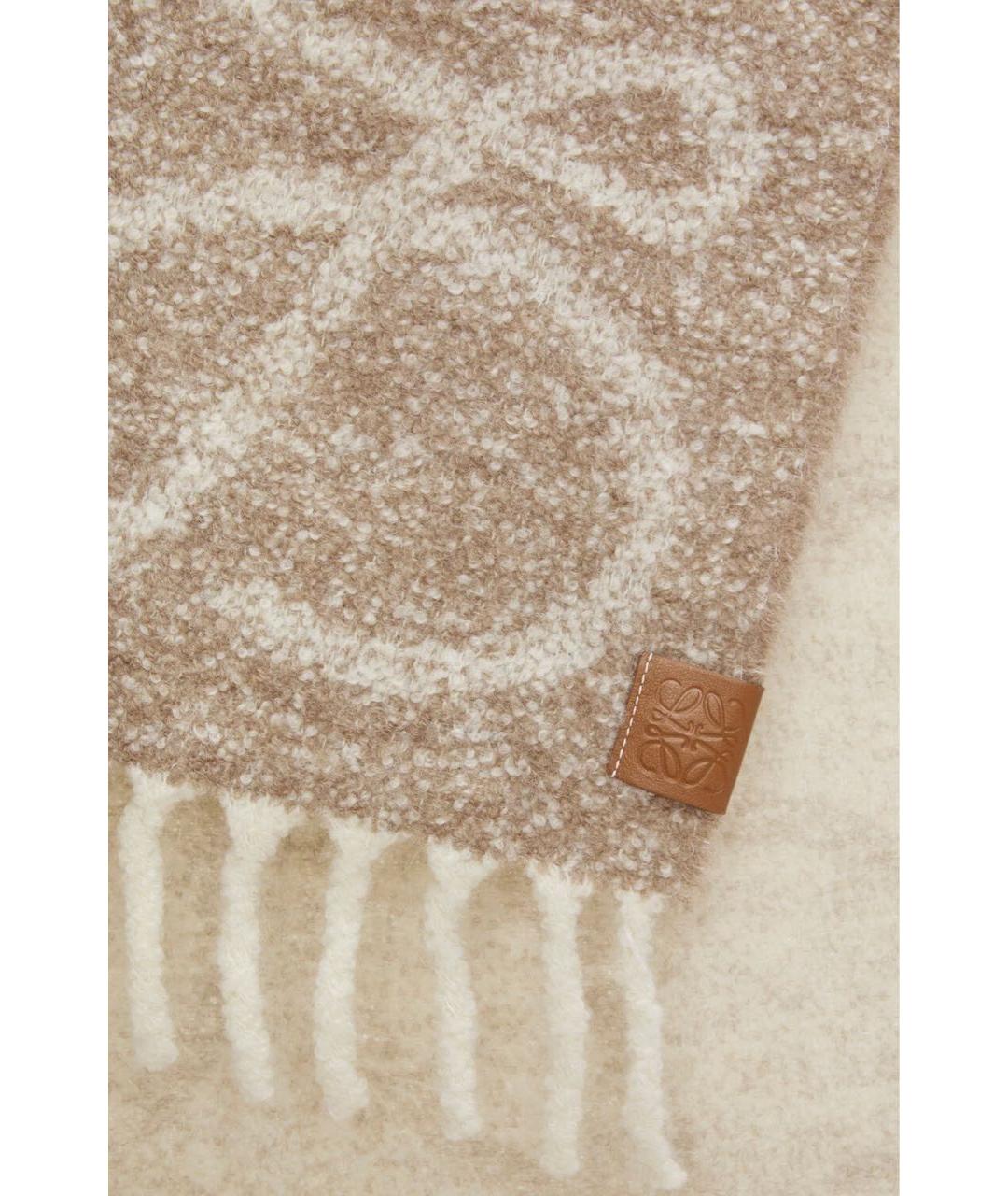 LOEWE Бежевый шерстяной шарф, фото 3