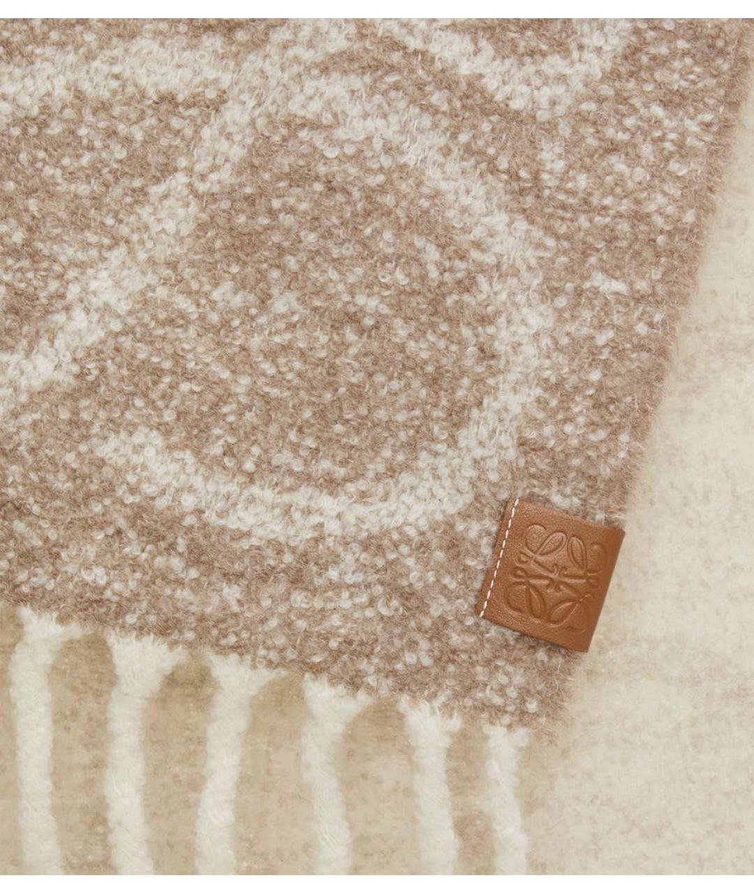 LOEWE Бежевый шерстяной шарф, фото 5