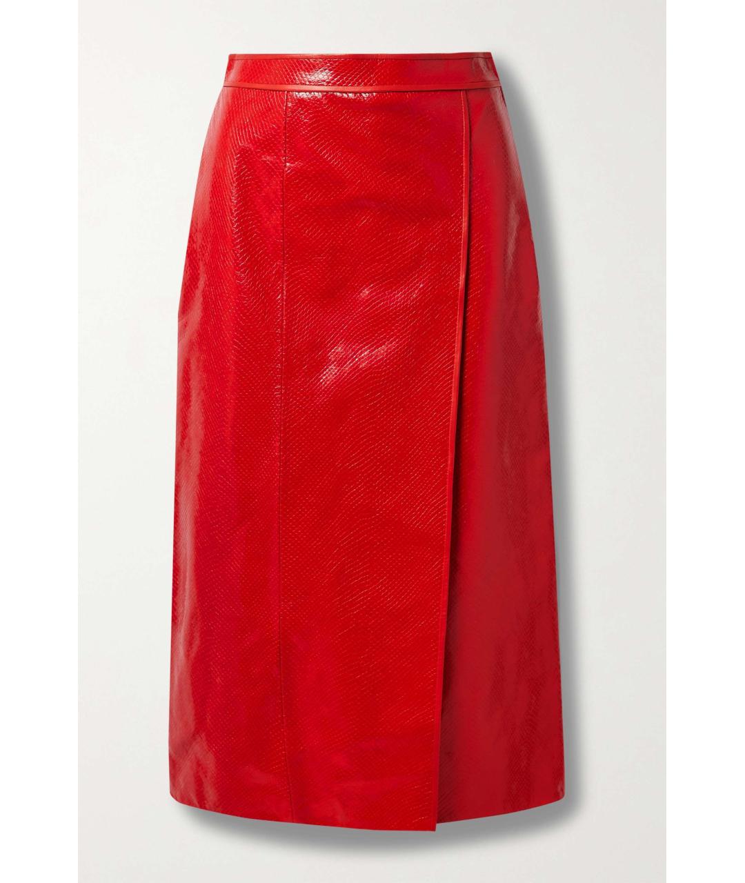 GUCCI Красная кожаная юбка миди, фото 10