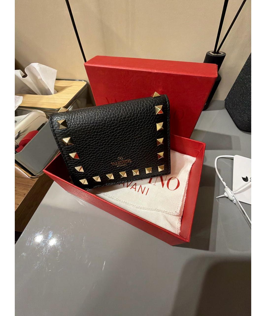 VALENTINO Черный кожаный кошелек, фото 2