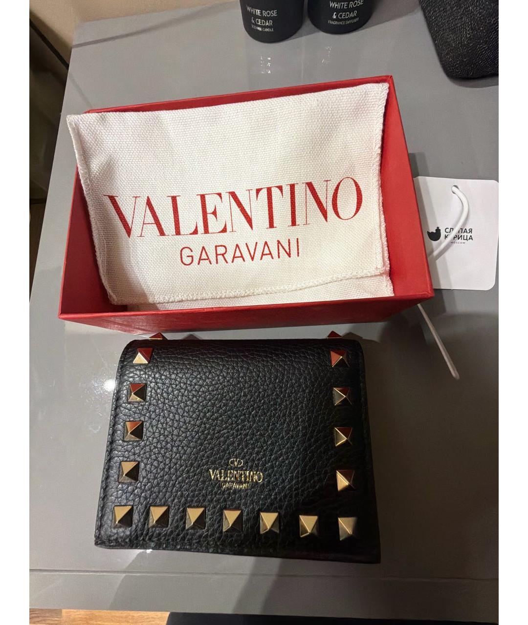 VALENTINO Черный кожаный кошелек, фото 8