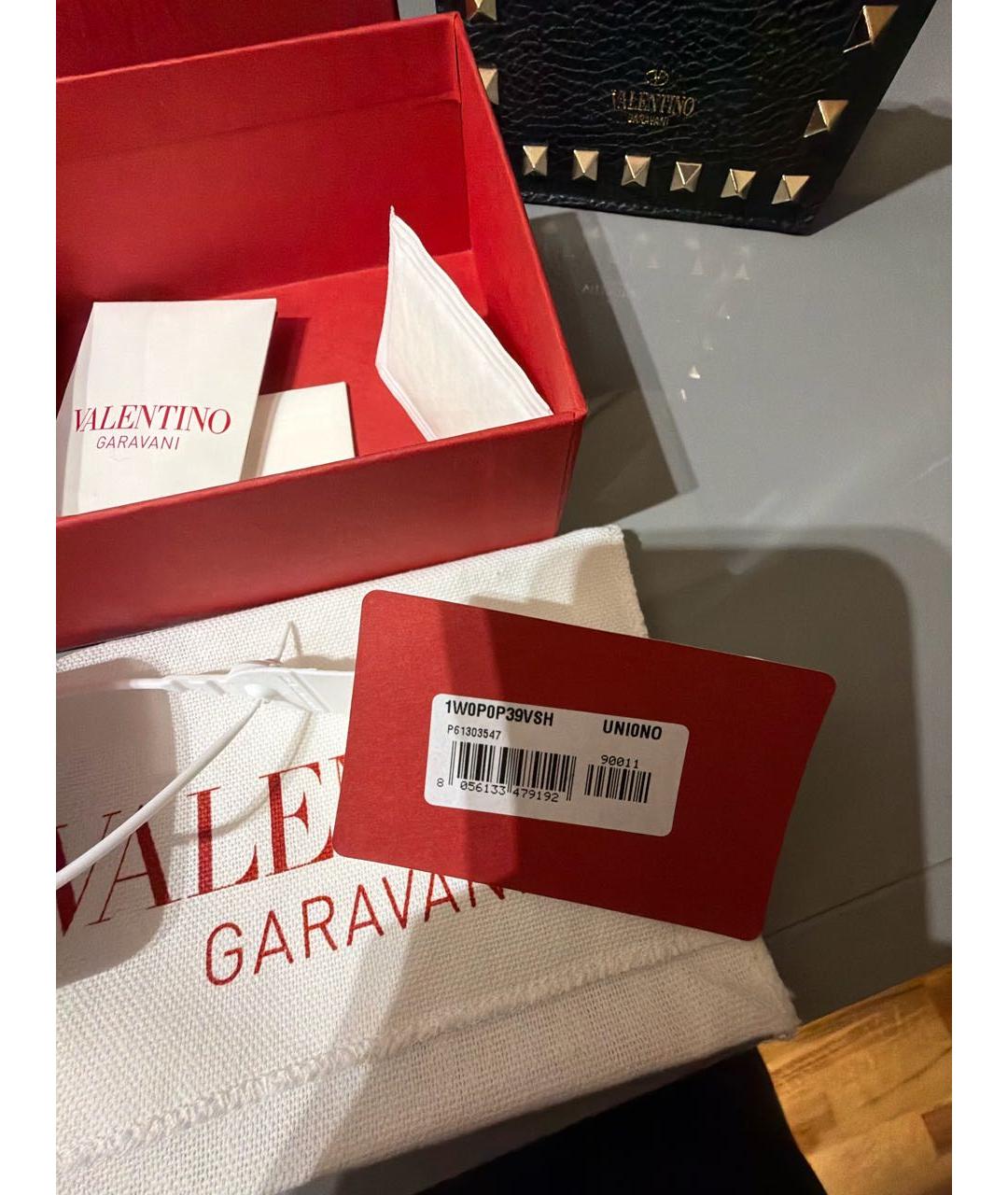 VALENTINO Черный кожаный кошелек, фото 7