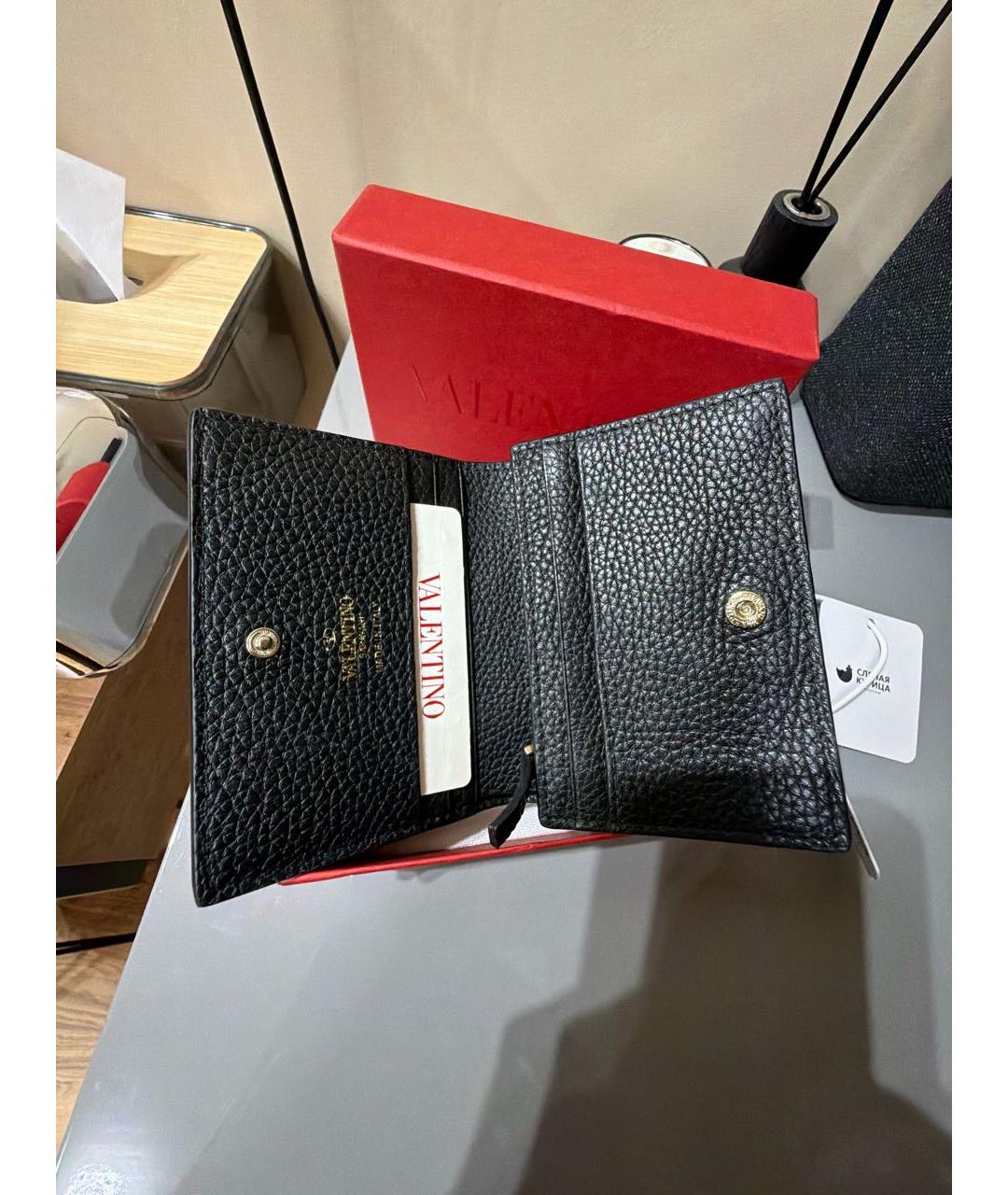 VALENTINO Черный кожаный кошелек, фото 4