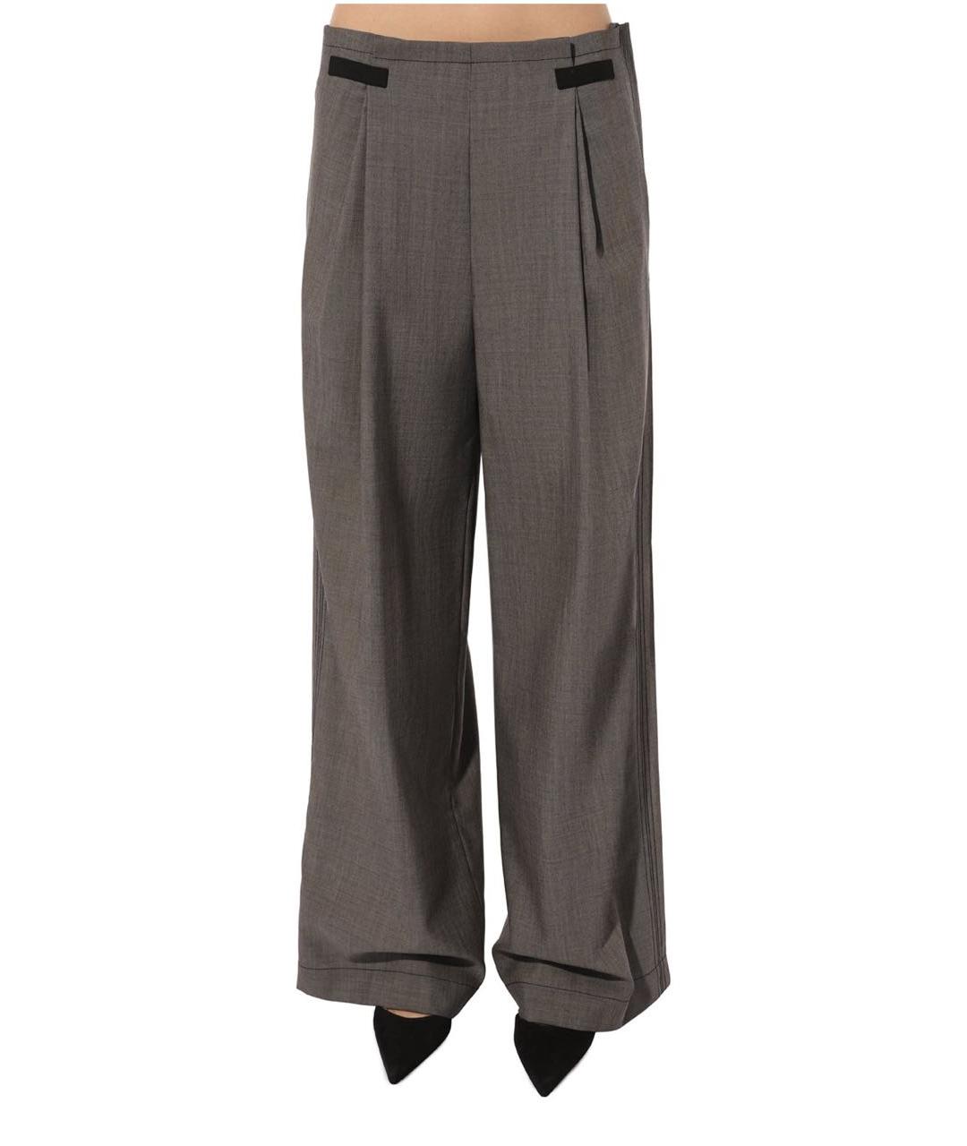 MAX MARA Серые шерстяные брюки широкие, фото 2