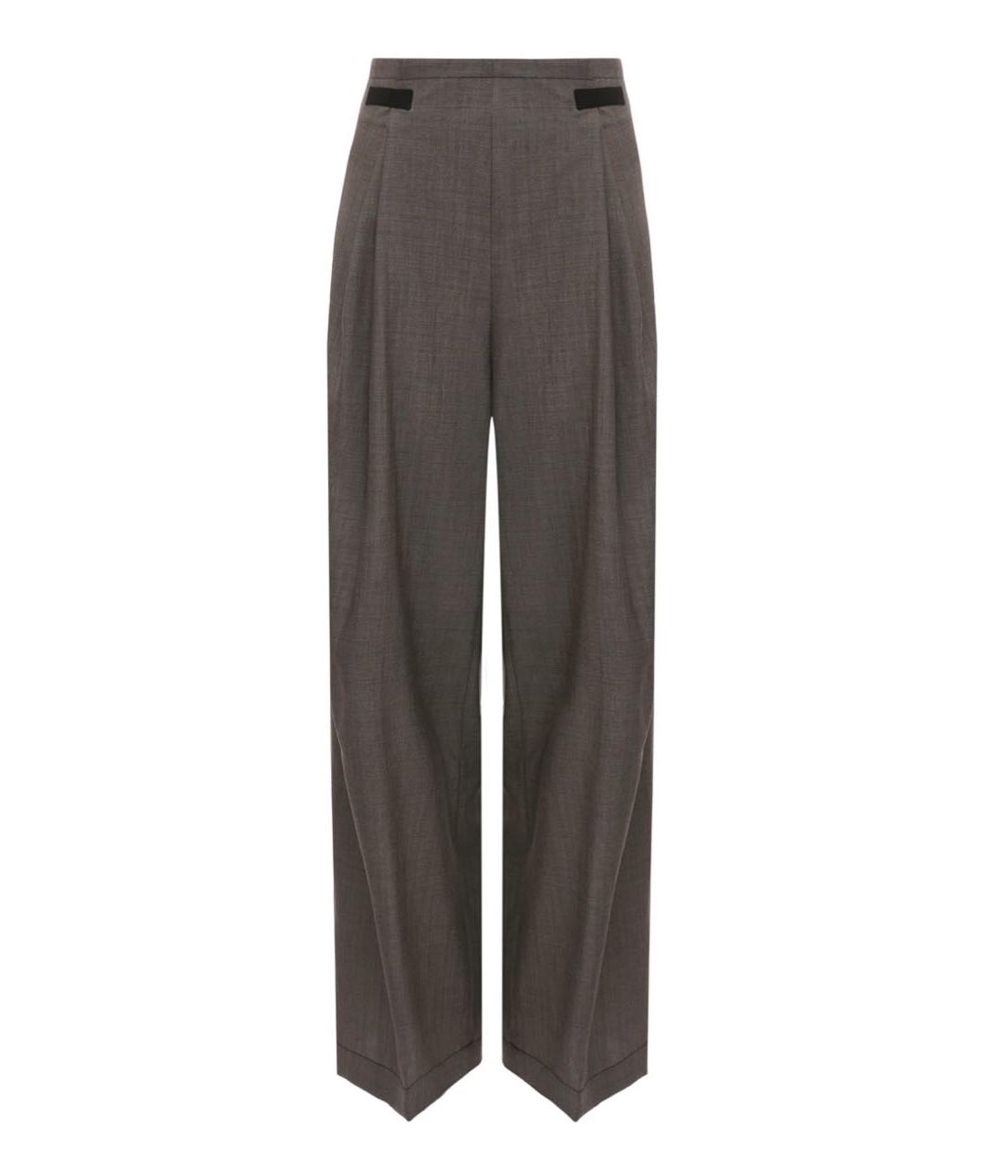 MAX MARA Серые шерстяные брюки широкие, фото 5