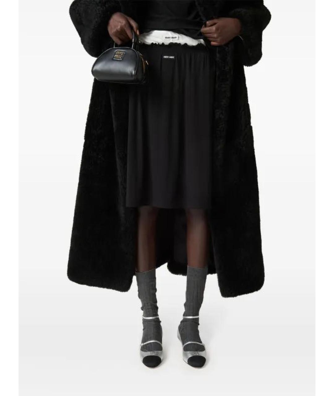 MIU MIU Черная хлопковая юбка миди, фото 2