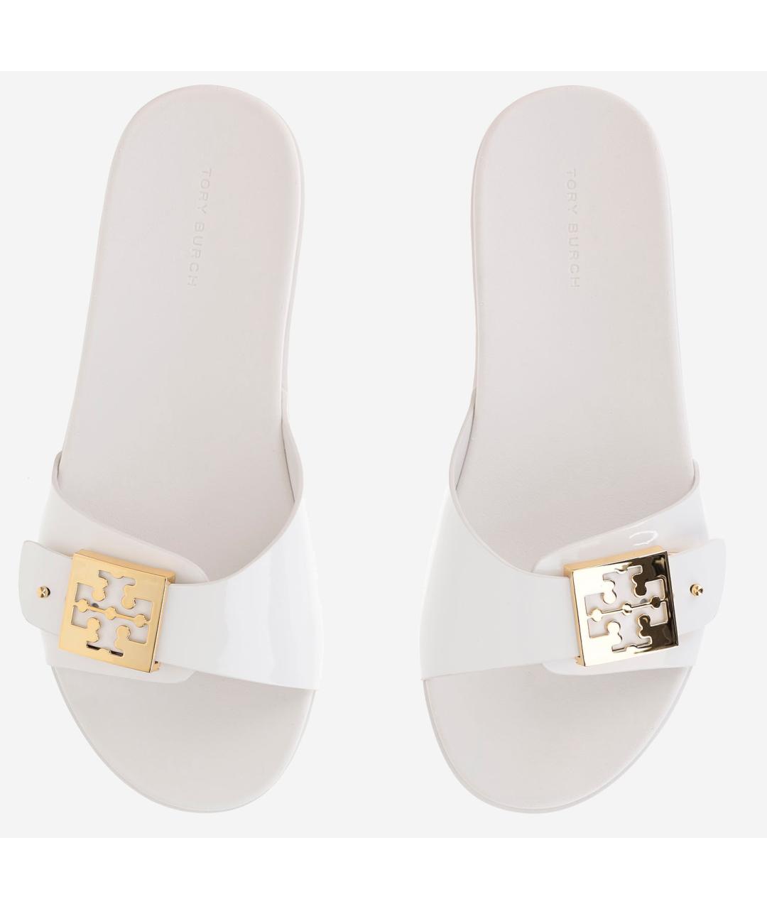 TORY BURCH Белые кожаные шлепанцы, фото 4