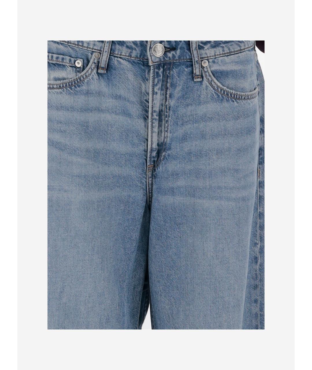 RAG & BONE Голубые хлопко-лиоцелловые прямые джинсы, фото 3