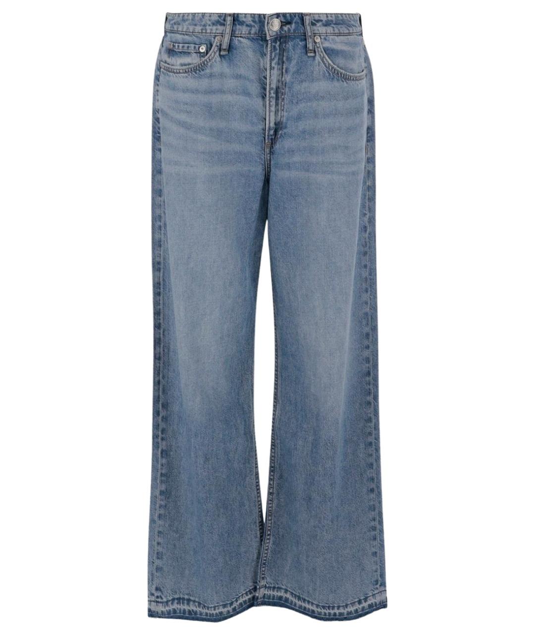 RAG & BONE Голубые хлопко-лиоцелловые прямые джинсы, фото 1