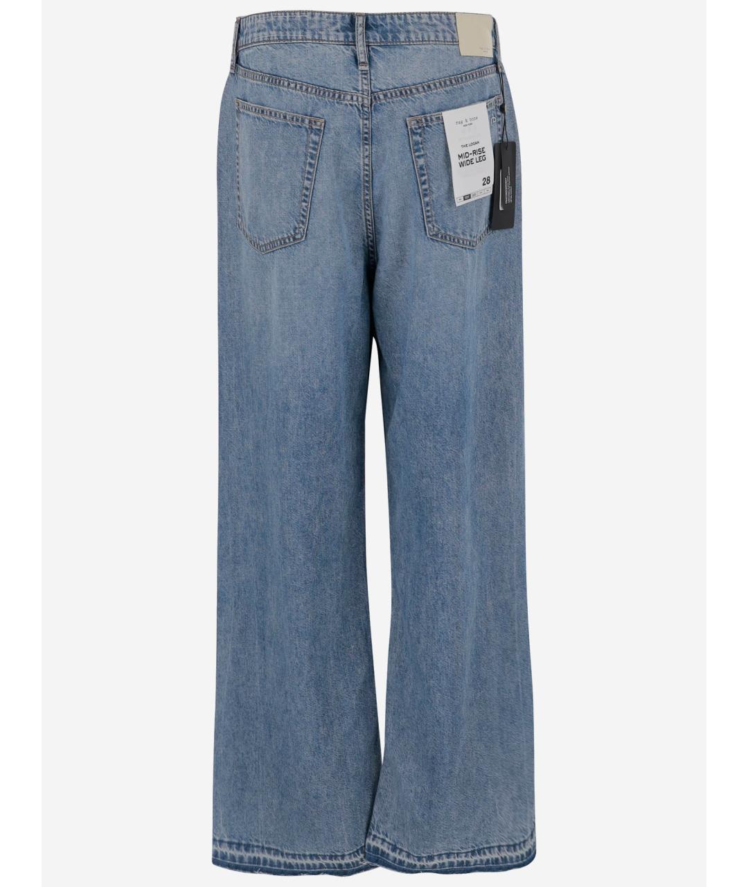 RAG & BONE Голубые хлопко-лиоцелловые прямые джинсы, фото 2