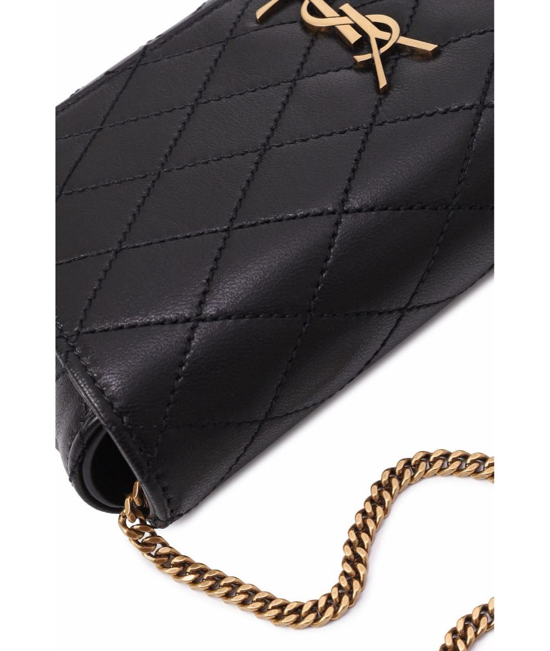 SAINT LAURENT Черная кожаная сумка через плечо, фото 7