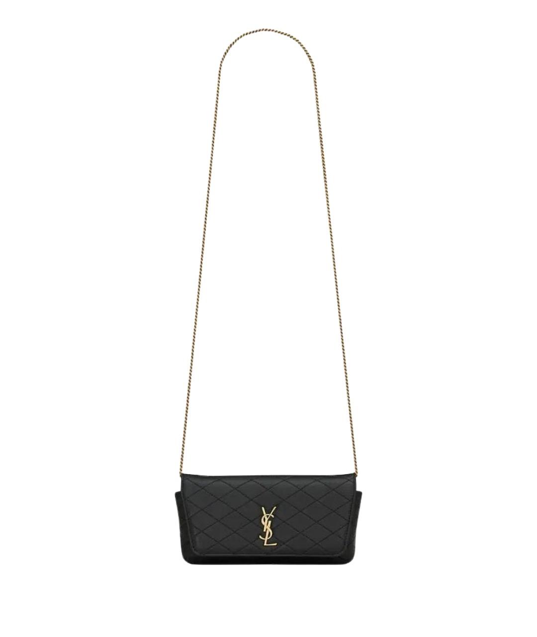 SAINT LAURENT Черная кожаная сумка через плечо, фото 1